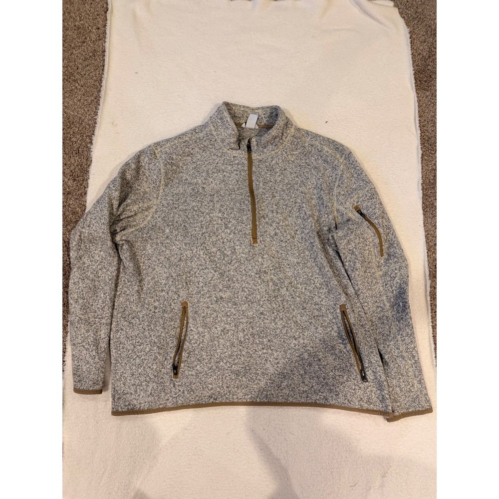 Duluth Trading Co Mens 3XL Relaxed Fit Quarter Zip Sweater Fleece Gray Marl (692